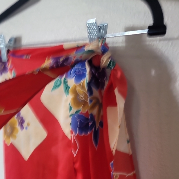 Hilo Hattie Floral Wrap Maxi Dress OS Red Hawaiian MuuMuu Sarong Vacation - Picture 6 of 12
